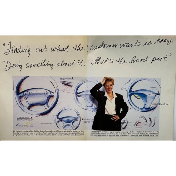 GM General Motors Print Ad Vintage 1994 Liz Wetzel Cadillac Design Team Drawings - Picture 6 of 6